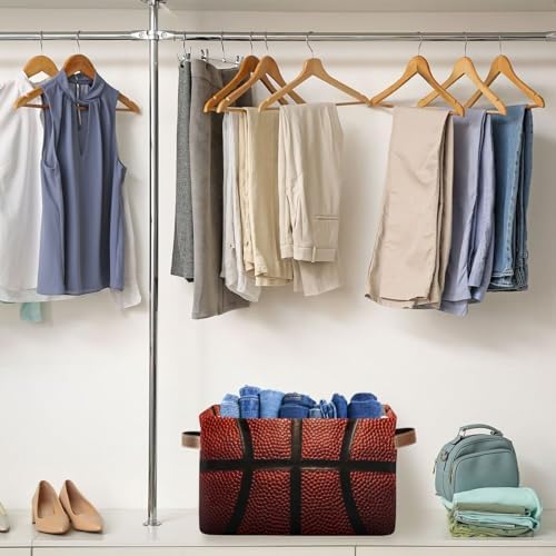 Basketball Print Rectangular Storage Basket Organizer Bin Shelf Baskets For Clothes Gifts For Home Office Dorm - Image 2