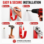 Garage Wall Hooks for Hanging Heavy Duty, 4 Pack Garage Organizer Storage Hooks Wall Mount for Garden Hoses, Brooms, Ladders, Garage Storage - Image 4