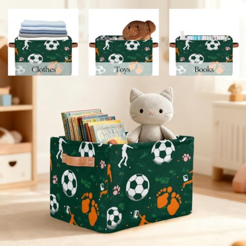 Soccer Storage Basket Toy Storage Bins Collapsible Cube Organizer - Image 7