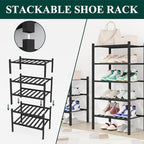 Smiry Bamboo Shoe Rack, 8 Vertical Slats, 6 Tier - 17.3" Wide, Black - Image 4