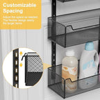 VyGrow Over the Door Organizer, 8-Tier Pantry Organizer with Fully Enclosed Mesh Baskets, Heavy-Duty Metal Hanging Spice Rack for Kitchen Bathroom Laundry Room, 2-in-1 Wall Mount or Door Mount, Black - Image 5