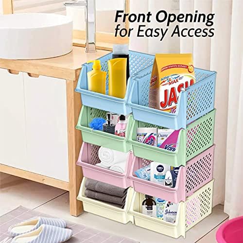 Skywin Stackable Storage Bins Open Front for Pantry Storage, 4 Pack - Multi - Image 4