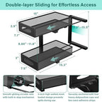 Under Sink Organizer, 2-Pack of 2-Tier Metal Slide Out Pull Out Cabinet Organizer Shelf, Height Adjustable Organization and Storage Series, Bathroom/Desktop/Cabinet/Kitchen Organization, Black - Image 2