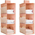 Hanging Closet Organizer, 4-Section Storage Shelves, Oxford Cloth with Mesh Pockets, (Pink, 3 Section) by Fasolara