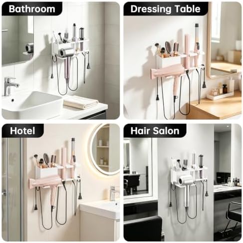 YSD Hair Dryer Holder Wall Mounted Metal 4 in 1 Hair Tools Organizer - Image 7