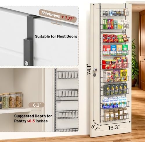 ElegantArray 9-Tier Pantry Door Organizer, Deep Gray - Image 2