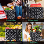 Reusable Grocery Bags 2-Pack Foldable Washable Large Storage Basket, Black - Image 2