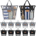 Patelai 12 Pcs Mesh Shower Caddy Portable 12.2 x 10.24 in Large Gym Shower Bag Bulk with Zipper Quick Dry Beach Bag Hanging Toiletry Organizer for Swim Beach Camping Travel College Dorm(Black,Grey) by Patelai