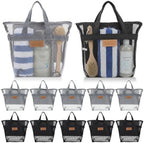 Patelai 12 Pcs Mesh Shower Caddy Portable 12.2 x 10.24 in Large Gym Shower Bag Bulk with Zipper Quick Dry Beach Bag Hanging Toiletry Organizer for Swim Beach Camping Travel College Dorm(Black,Grey) by Patelai