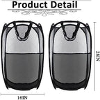 Collapsible Pop Up Laundry Hamper, Extra Large Mesh Foldable Laundry Basket Bag, 28" x 16" x 16", 2 Pack (Black) - Image 2
