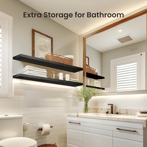 Amada 15.7" Floating Shelves for Wall Decor & Storage, Set of 3, Black - Image 6