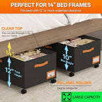 Under Bed Storage with Wheels, 12" Height Under Bed Storage Extra Deep Under Bed Storage Containers, Perfect for 14'' Bed Frame, No Assemble Metal Rolling Underbed Storage for Clothes Shoes Blankets - Image 2