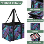 Trunk Organizer Collapsible Car Organizer with Handle Car Storage Box Bin for Groceries SUV Utility Tote Bag Portable Vehicle Container Parrot and Palm Leaf Black - Image 3