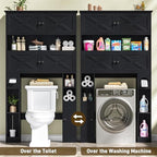 Over The Toilet Storage Cabinet, Farmhouse Storage with Doors, Rustic Black - Image 5