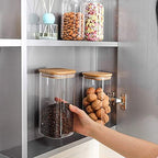ComSaf Glass Storage Containers with Lids 1.6 Qt, Set of 3 Food Storage Jar - Image 2