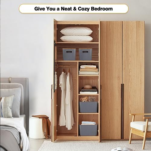 Ohmlove 4 Pack Storage Bins with Bamboo Lids,Stackable Box for Organization - Image 5