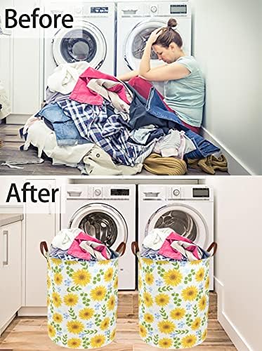 Essme Baby Girls Laundry Hamper, Baby Storage Basket for Girls Sunflower Bedroom Decor, Nursery Hamper,Yellow Hamper，Gift Baskets,Home Organizer(Sunflower) - Image 4