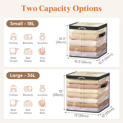 Lifewit 4 Pack Clear Clothes Storage Bags, Sweater Storage with Zipper, 18L - Image 2