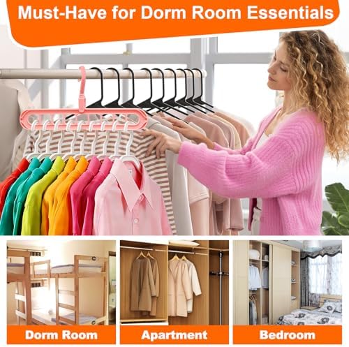 HEYHOUSE Closet Organizers and Storage,College Dorm Room Essentials Hangers | 4 Pack Multifunctional Organization and Storage Home Essentials Magic Space Saving Hangers with 9 Holes for Wardrobe Closet - Image 4