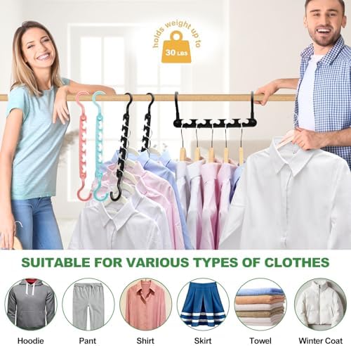 8-Pack Closet Organizers Storage, Sturdy Space-Saving Hangers for Wardrobes | Smart Clothes Hangers For Dorm Room Essentials, College Students Girls, Apartment Wardrobe, Small Closet And Bedroom Storage - Image 3