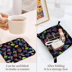 PU Leather Jewelry Valet Tray, Portable Catchall Tray for Keys, Wallet, Watch,Travel Jewelry Tray Organizer for Nightstand Desk Entryway Home Decor Gift for Women Men Neon Mushroom - Image 3