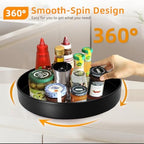 Metal Lazy Susan Organizer, 12 Inch Anti-Rust Turntable for Cabinet, Kitchen, Dining Table, Bathroom – Rotating Spice Rack, Spinner Storage, Round Carousel Organizer for Countertop Black - Image 2