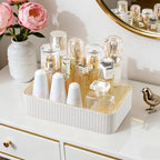 Desk Organizer Tray, PU Leather Nightstand Organizer, Ivory, Small - Image 3