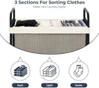 STO STO Laundry Hamper 3 Section, 120L Rolling Laundry Sorter Cart with Removable and Washable Liner Bag, Clothes Hamper with Wheels and Metal Handle for Laundry Room and Bedroom - Image 5