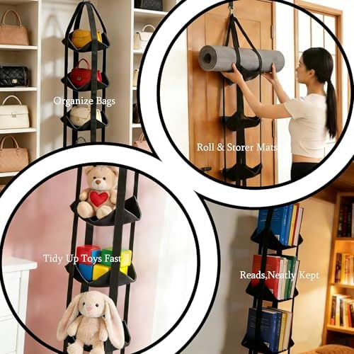 Garage Ball Storage Sports Equipment Organizer Holder Toy Organizers For Basketball, Soccer, Volleyball, Football， Vertical Hanging Storage，Space-Saving,Home Gym Decor,Yoga Mat Holder (2, deep black) - Image 5