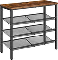 HOOBRO Shoe Rack for Entryway, 4-Tier Shoe Organizer with Adjustable Mesh Shelves, 12-16 Pairs of Shoes, Spacious Floor Mount, Metal, Industrial, Shoe Shelf for Closet, Rustic Brown BF42XJ01 by HOOBRO
