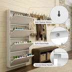 4 Flip Drawer Shoe Cabinet, Slim Metal Storage for Entryway - Image 6