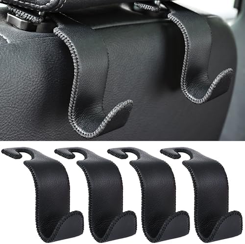 4-Pack Car Headrest Hooks Holds 55lbs Seat Storage Organizer for Bags by Amooca