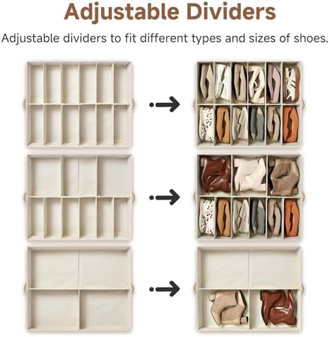 StorageWorks Underbed Shoe Storage Organizer, Fits up to 24 Pairs, Ivory - Image 3
