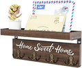 buways Key Holder Wall Mount with 8 Hooks and Cozy Home Sign (Brown) by buways