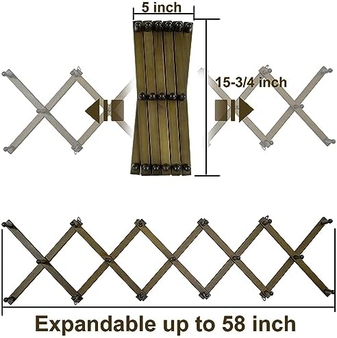 WEBI Accordion Wall Hanger,Expandable Wooden Hat Rack for Wall Mounted Coat Rack,Accordion Hat Hooks Holder for Baseball Caps,17 Peg,Dark Walnut - Image 6