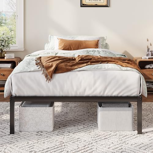 Allewie Twin Bed Frame, 12 Inch Metal Beds with Storage Space, Black - Image 3