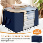 Fab totes 90L Clothes Storage, Foldable Thick Fabric Blanket Storage Bags | Foldable Containers with Zippers,Window and Handles for Organizing Bedroom, Closet, Comforter, Bedding,Dorm essentials - Image 2