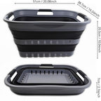 SAMMART 30L (8 Gallon) Collapsible 3 Handled Plastic Laundry Basket - Foldable Pop Up Storage Container/Organizer - Space Saving Hamper/Basket (Grey/Black) - Image 3