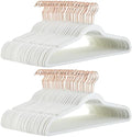 Amazon Basics Slim Velvet Non-Slip Space Saving Suit Clothes Hangers for Closet Organization, Ivory/Rose Gold, 100-Pack by AmazonBasics