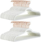 Amazon Basics Slim Velvet Non-Slip Space Saving Suit Clothes Hangers for Closet Organization, Ivory/Rose Gold, 100-Pack by AmazonBasics