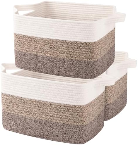OIAHOMY Cotton Rope Storage Baskets for Organizing Dark Brown 3-Pack by MasterofSpaceOptimization