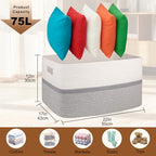 OIAHOMY Blanket Basket Laundry Basket Dog Toy Basket 75L Grey/White - Image 3
