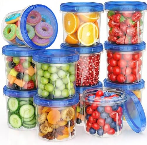 [12 Pack-24 Oz] Freezer Storage Containers Set, Small Plastic Containers with Twist Top Lids, Reusable Soup Containers for Meal Prep, Lunch, Leftovers by HelpYouSaveMoreSpace