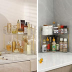 INVSSENE Corner Bathroom Countertop Organizer, Vanity Trays for Counter, Makeup Organizers, Perfume Tray, Kitchen Spice Rack, (Clear, 2 Tiers) - Image 6