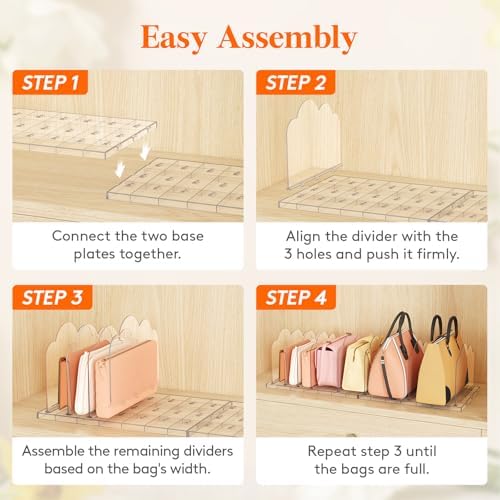 Lifewit Purse Organizer for Closet, Adjustable Clear Handbag Shelf Dividers - Image 6