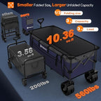 Originsure 300L Beach Wagons Carts Foldable with Big Wheels, 560lbs, Purple - Image 3