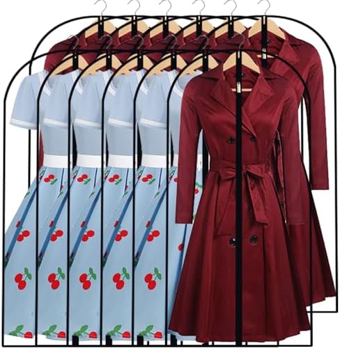 Garment Bags for Hanging Clothes 24'' x 48'' (Set of 12) Coat Covers for Closet Foldable Washable Dress Bags for Hanging Clothes for Long Dress Dance Costumes Suits Gowns Coats by UOUEHRA