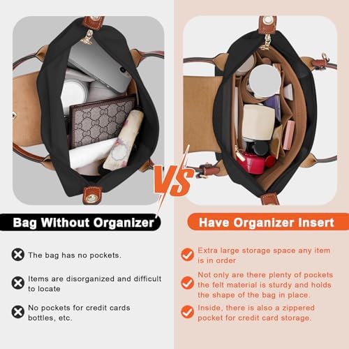 LOUKAYCCI Felt Purse Organizer Insert for Longchamp Le Pliage S Handbag Insert (Small, EarthColor - Image 3
