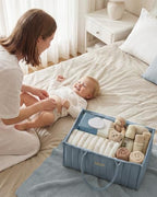 Blissful Diary Baby Diaper Caddy Organizer, Stylish Storage Basket for Newborn Essentials and Diaper Station, Gift for Baby Shower and Registry Must-Have, Dusty Blue - Image 6
