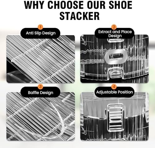 TOPNEW 20 Pack Shoe Slots Organizer Shoe Stacker Space Saver 50% (Clear) - Image 5